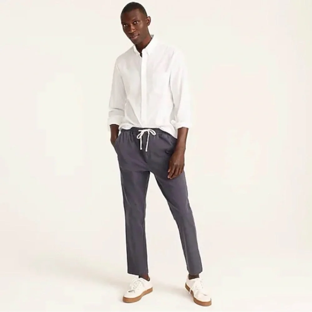 J.Crew Men’s Slim Fit Dock Pants Submarine Blue Small Drawstring Waist Nautical